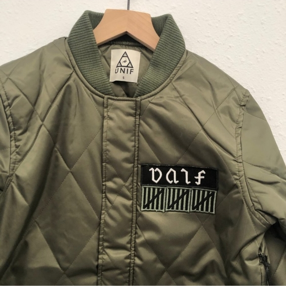 NWT! UNIF Olive 'FTW' Quilted Bomber Light Patch Jacket RARE!